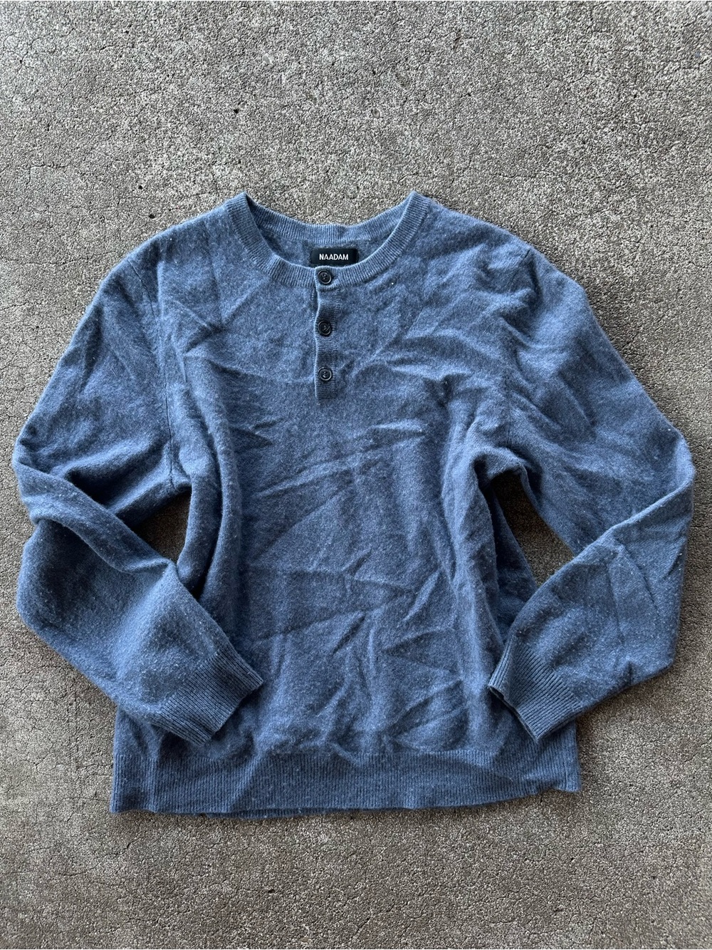 Naadam Gray Cashmere Henley Sweater